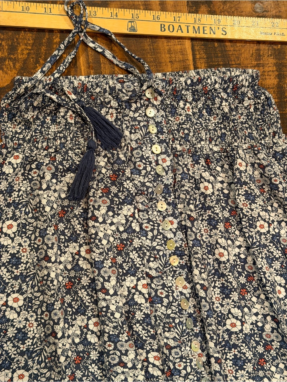 Rachel Zoe Blue Floral Maxi Skirt with Tassel Drawstring - Picture 4 of 7